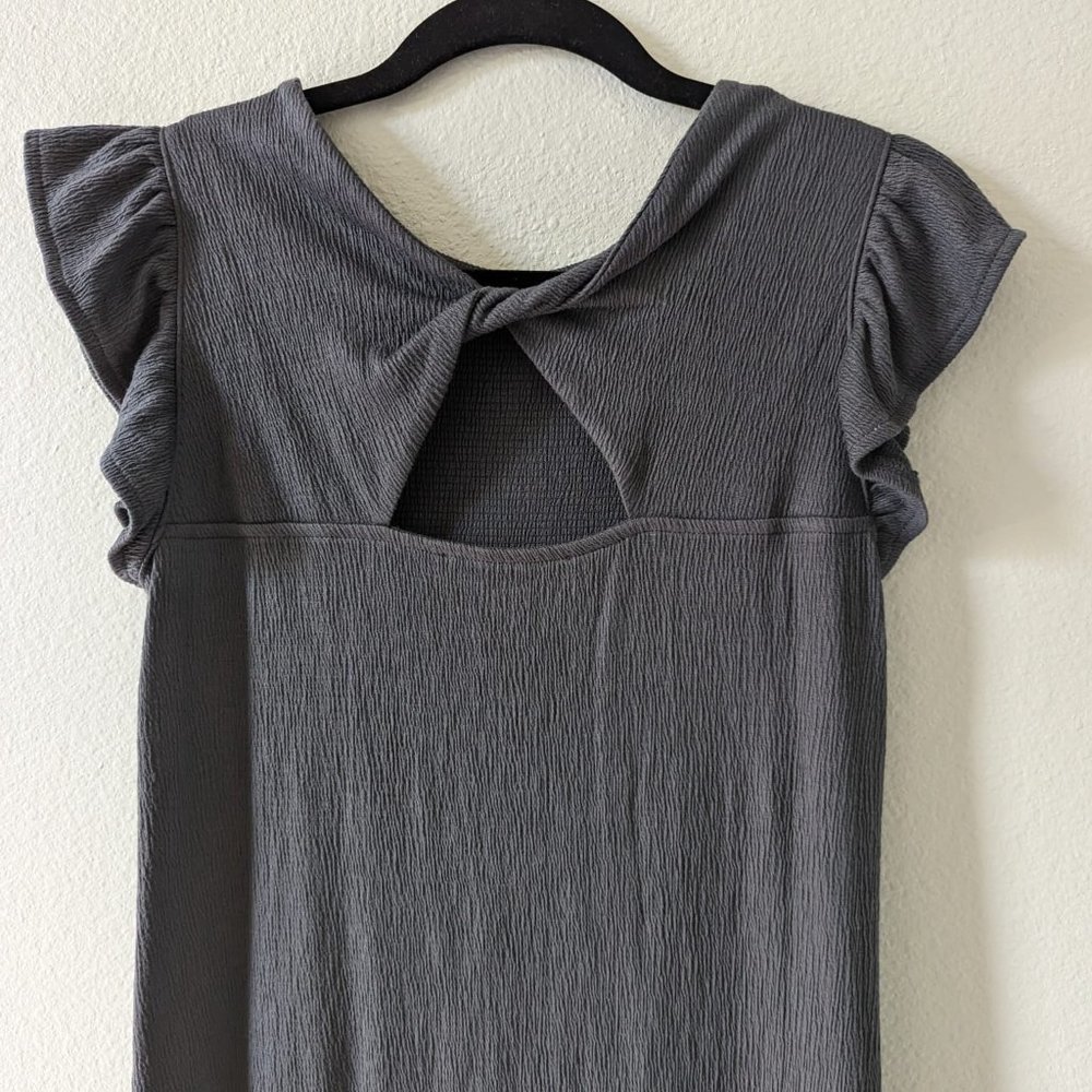 LOFT Twist Back Textured Dress Gray Side Slit Size XS